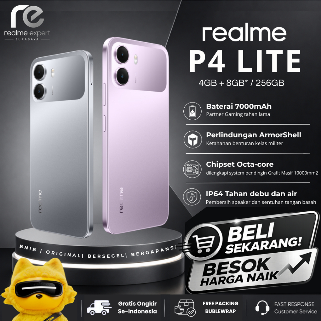 realme P4 LITE ram 4/256GB HP Gaming termurah Armorshell Protection Baterai 7000mAh ORI