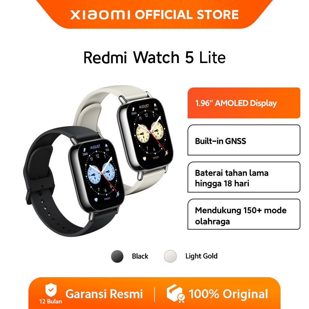 CASEORY Xiaomi Redmi Watch 5 Lite | 1.96" AMOLED Display |  Built-in GNSS | Baterai hingga 18 hari | 150+ mode olahraga [Official Store]