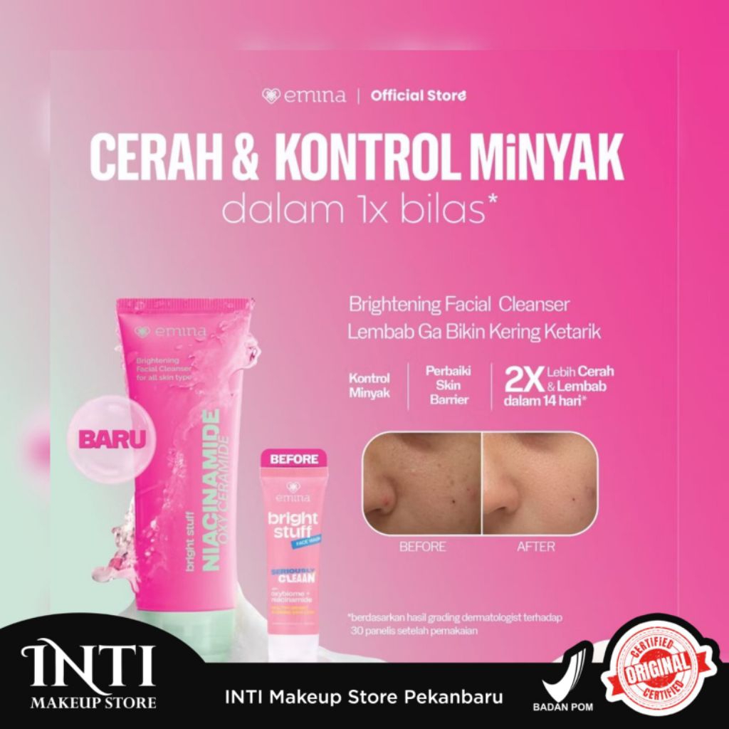 INTIMAKEUP - EMINA BRIGHT STUFF NIACINAMIDE OXY CERAMIDE BRIGHTENING FACIAL CLEANSER 100ML