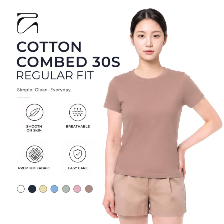 Aerostreet Women Yuji Brown Kaos Polos Wanita Lengan Pendek Regular Fit Cotton Combed Kerah O Basic T-Shirt Casual | Lazada Indonesia