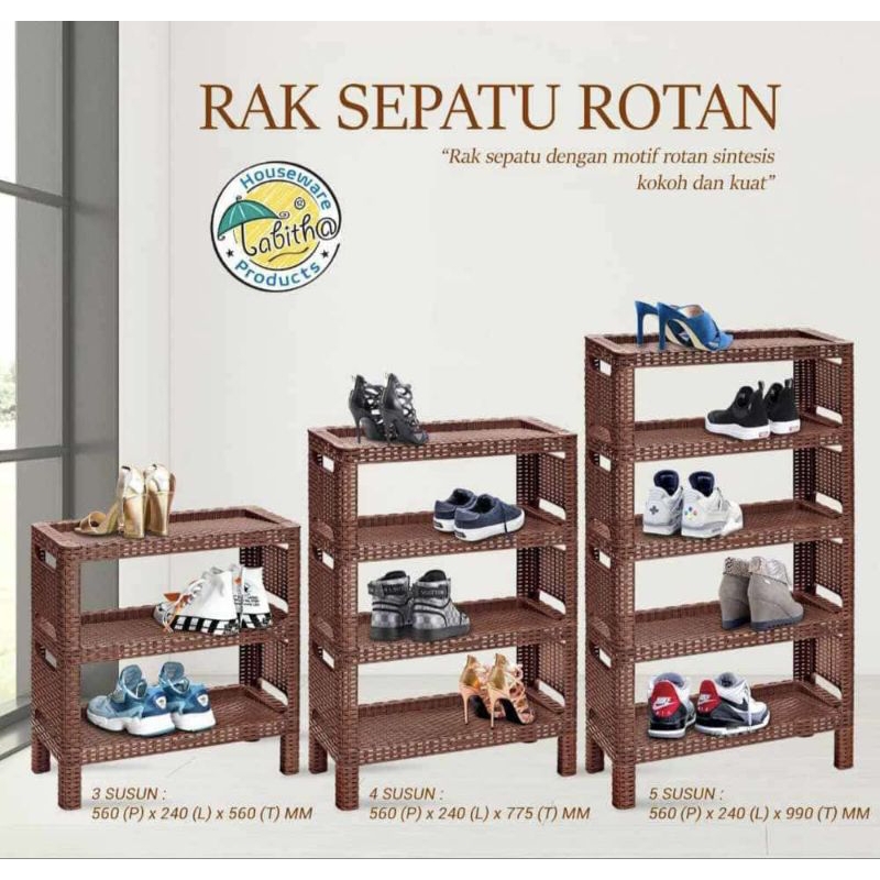 Jual Rak sepatu motif rotan merk tabitha 3,45 Tingkat Batam | Shopee Indonesia