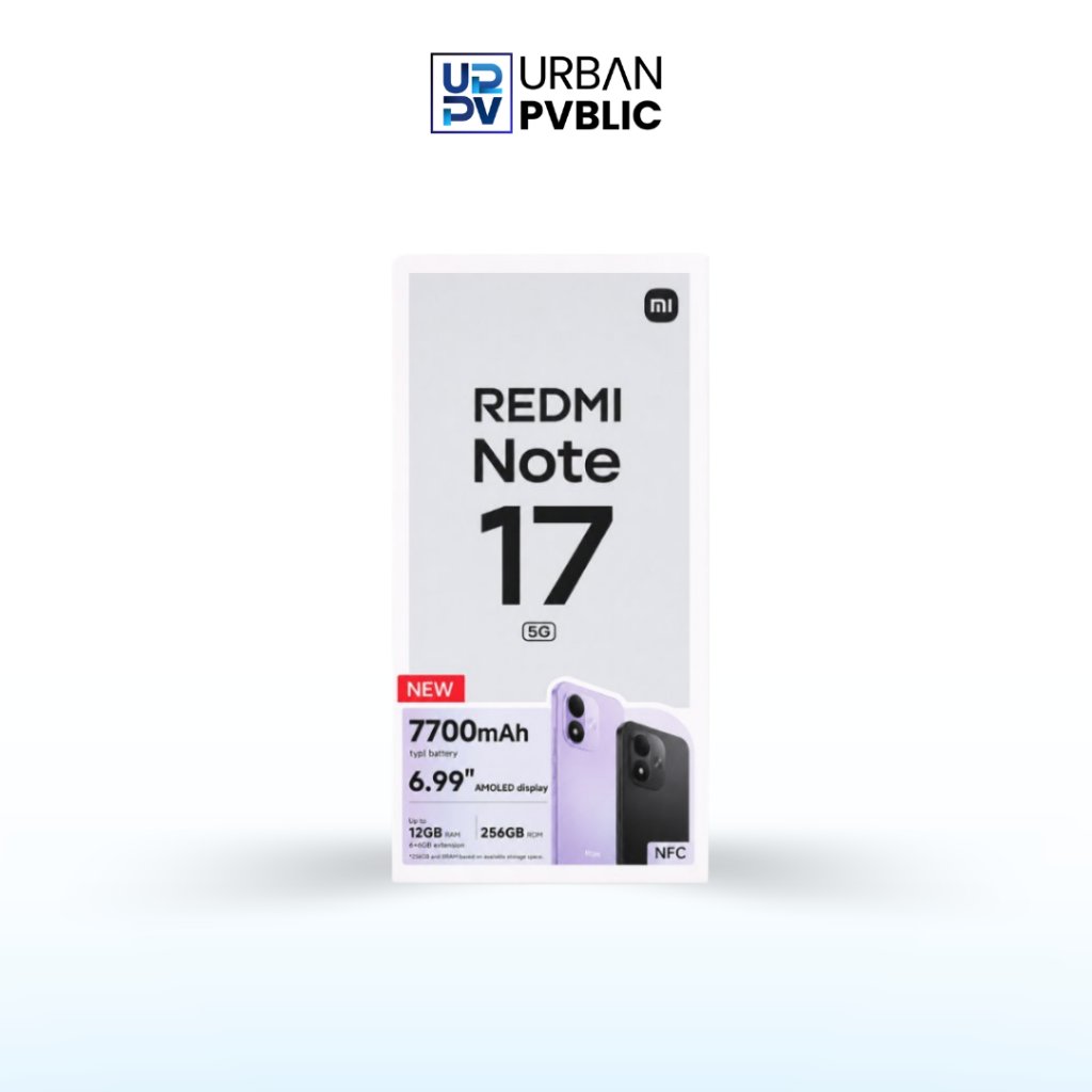XIAOMI REDMI Note 17 5G 8/256GB AMOLED 120Hz Snapdragon 4 Gen 4 Kamera 50MP Baterai 7700mAh 45W NFC Original Resmi