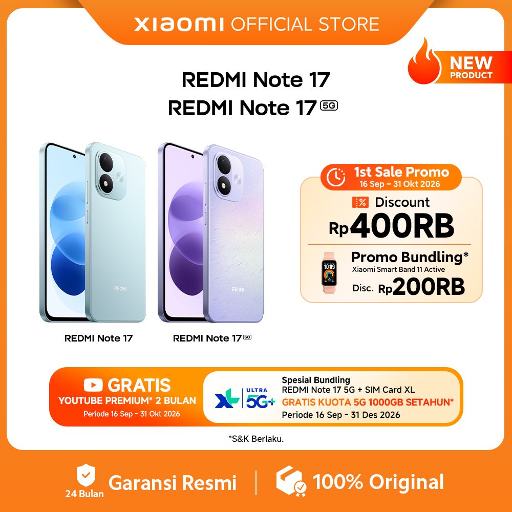 Terlaris Xiaomi REDMI Note 17 (6GB+128GB) (6GB+256GB) REDMI Note 17 5G (6GB+128GB) (8GB+256GB)
