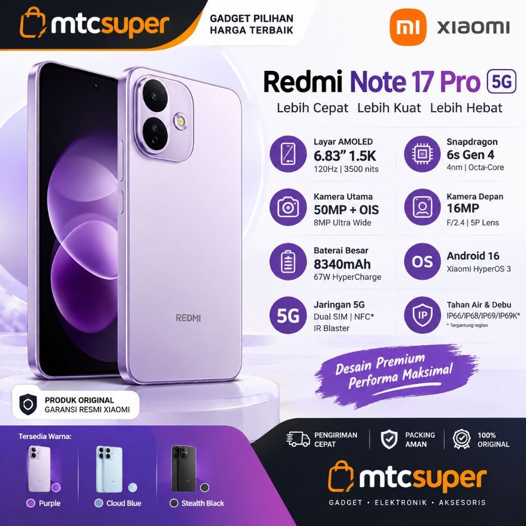 Terlaris REDMI NOTE 17 PRO 5G 8/256GB 8/512GB 8340mAh
