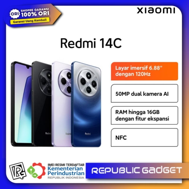 Terlaris Xiaomi Redmi 14C Ram8/256Gb 100%Original garansi resmi TAM Xiaomi Indonesia